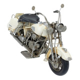 Miniatura Motocicleta Branca Vintage Custom Retrô