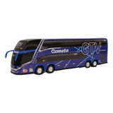 Miniatura Ônibus Cometa Gtv 2 Andares 30cm 1800 Dd Azul