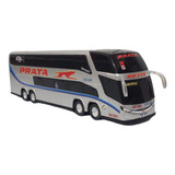 Miniatura Ônibus Expresso Prata Dd 4 Eixos