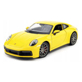 Miniatura Porsche 911 Carrera 4s Amarelo Nex Welly 1 24