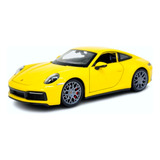 Miniatura Porsche 911 Carrera 4s Amarelo Welly 1 24
