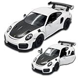 Miniatura Porsche 911 Gt2 RS- Carrinho De Ferro- Abertura De Portas- Fricção- Miniatura Colecionável- 13CM -Branco-
