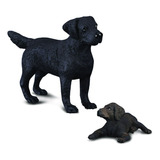 Miniatura Realista Cachorro Labrador E Filhote Importados