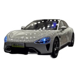 Miniatura Réplica Carro Xiaomi Su7 Escala 1 24 Som led Cinza