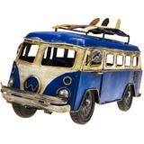 Miniatura Retro Metal Volkswagen Kombi Furgão Cor Azul