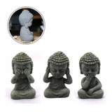 Miniatura Trio Cego Surdo Mudo Estatueta Monge Enfeite Buda