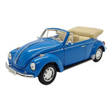 Miniatura Volkswagen Fusca Conversível Azul Metal 1 24