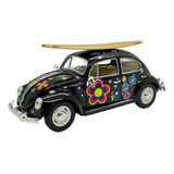 Miniatura Volkswagen Fusca Preto Classic Surf Metal 1:24