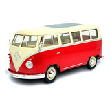 Miniatura Volkswagen Kombi T1 Bus 1963 Vermelho Welly 1 24