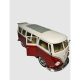 Miniatura Volkswagen Kombi T1 Bus 1963 Vermelho Welly 1 24