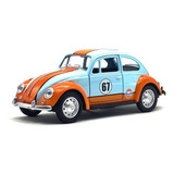 Miniatura Vw Fusca Beetle 1967 Gulf 1 28 California Action Cor Azul