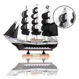 Miniaturas Barco Pirata Preto Grande 22cm