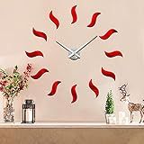 Mintime Relógio De Parede Moderno Sem Moldura Faça Você Mesmo Grande Vermelho 3D Números Espelhados Para Decoração De Escritório Em Casa