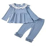 Mioglrie Conjunto De Roupas Para Bebês E Meninas Outono E Inverno Manga Comprida Jeans E Calça Jeans Azul 12 18 Meses
