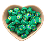 Missangas Fimobandeira Do Brasil Diy P Pulseiras 50 Un Cor Verde Diâmetro 10 Mm