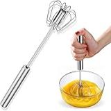 Misturador Batedor De Ovos Em Aço Inoxidável 28 Cm Foue Fue Semiautomático Giratório Bate Clara Útil Para Receitas Com Claras Em Neve Whey Creatina Excelente Durabilidade Belo Design Qualidade Premium