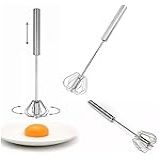 Misturador Batedor De Ovos Em Aço Inoxidável 28 Cm Foue Fue Semiautomático Giratório Bate Clara Útil Para Receitas Com Claras Em Neve Whey Creatina Excelente Durabilidade Belo Design Qualidade Premium