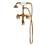 Misturador Duplo Para Banheira Itinga Pingoo casa Dourado Acabamento Brilhante