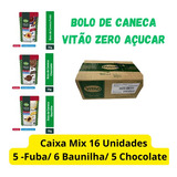 Mix 16 Bolo De Caneca 0 Acucares Sabores Baun  Choco E Fuba