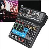 Mixer De áudio Profissional 4 3 2 Canais Mixer De Placa De Som Com Bluetooth Entrada USB Para PC Fonte De Alimentação Fantasma De 48V Para Música Podcast Mixers Para DJ E VJ 4 Canais 