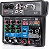 Mixer De áudio Profissional 4 3 2 Canais Mixer De Placa De Som Com Bluetooth Entrada USB Para PC Fonte De Alimentação Fantasma De 48V Para Música Podcast Rádios E Sistemas De Som Portáteis