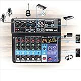 Mixer De áudio Profissional-6-7-8-12 Canais Mixer De Placa De Som Com Bluetooth- Entrada USB Para PC Fonte De Alimentação Fantasma De 48V Para Música- Podcast- Produção -6 Canais-