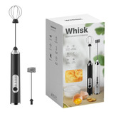 Mixer Misturador De Bebidas 2 Em 1 Ovos Café Bateria Preto