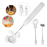 Mixer Portátil Recarregável Usb Batedor Fuê Aço Inox 2 Em 1