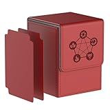 MIXPOET Caixa De Baralho Para Cartas MTG Commander Estojo De Cartas Colecionáveis Com 2 Divisórias Por Suporte Tamanho Grande Para Mais De 100 Cartas Vermelho Pentagrama 
