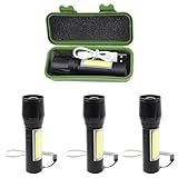 Miyake Lanterna De LED Recarregável Com 4 Unidades Lanterna USB Mini Flash De Bolso Com Holofote Lateral COB Lanterna De Acampamento Com Zoom De Alto Lúmens Lanterna De Flash Pequena Para
