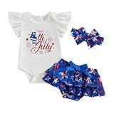 Mlpeerw Conjunto De Roupas Para Bebês Recém Nascidas My First Fourth Of July 4th Of July Com Saia Curta Faixa De Cabeça Roupa Branca De 4 De Julho 12 18 Meses