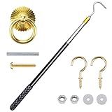 MLUOVI Kit De Sistema De Tração De Escada De Sótão Gancho De Metal Para Puxar Para Baixo Peças De Escada Do Sótão Para Cordas Com Poste De Extensão De 60 Polegadas E Ferramenta De Peças De Alça De
