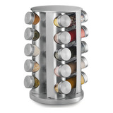 Mm House Porta Tempero Condimentos 20 Potes Giratorio Redondo Inox Cor Prateado