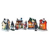 Moanyt Conjunto De Vila De Natal De LED Enfeite De Cidade De Casas Em Miniatura Com Iluminação LED