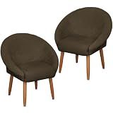 Moblan Decor Kit 02 Poltronas Decorativa Para Sala De Estar Cadeiras Para Recepção Manicure Escritório Sala De Espera (bege)
