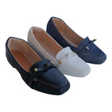 Mocassim Feminina Combo 3 Pares Sapatilha Mule Scarpin