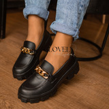 Mocassim Feminino Tratorado Corrente Verniz Confortável
