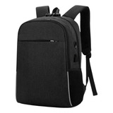 Mochila Anti Furto Notebook Cabo Aux Saída Fone Ouvido E Usb Cor Preto Desenho Do Tecido Liso