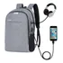 Mochila Anti Furto Notebook Saida Cabo Aux Usb Fone Ouvido Cor Mochila Antifurto Impermeável Cinza Desenho Do Tecido Liso