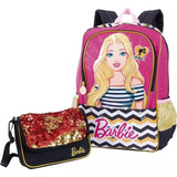 Mochila Barbie 19z Com Bolsa Paetê Sestini Costas Tam G