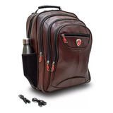 Mochila Bolsa Couro Masculina Notebook Impermeável