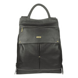 Mochila Bolsa De Couro Legitimo Feminina Grande Notebook Cor Café