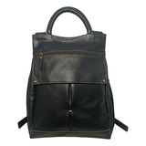 Mochila Bolsa De Couro Legitimo Feminina Grande Notebook Cor Preto Jorge Campos