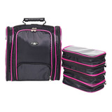 Mochila Bolsa De Maquiagem Grande Com Alça De Ombro Cor Rosa