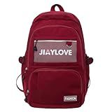 Mochila Bolsa Fofa Feminina Estilosa Colorida Elegante Academia Impermeável Escolar Faculdade Viagem Trabalho Treino Fashion Mochilas Para Notebook Moderna Passeio Leve Grande Vinho