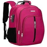 Mochila Bolsa Masculina Feminina Notebook Anti Furto Reforçada Semi Impermeável Escolar Faculdade Trabalho Viagem Resistente Executiva Cabo De Aço Saída Usb SAÍDA Fone DE OUVIDO ROSA 