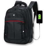 Mochila Bolsa Masculina Notebook Impermeável Reforçada Usb Cor Black Desenho Do Tecido Liso