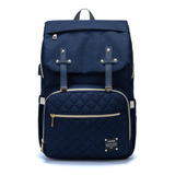 Mochila Bolsa Maternidade Lequeen Bege Dândi Smart Moda Bebê Cor Azul Desenho Do Tecido Lisa