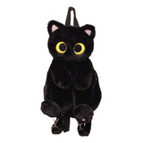 Mochila Bolsa Pelúcia Gato Daypack Preto Fofo Toy