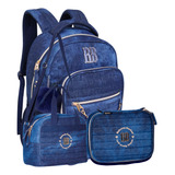 Mochila Bolsa Térmica E Estojo Juvenil Rebecca Bonbon Jeans